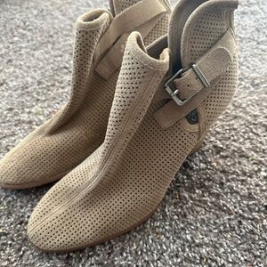 Vince Camuto Taupe Perforated Ankle Booties